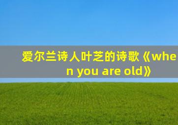 爱尔兰诗人叶芝的诗歌《when you are old》